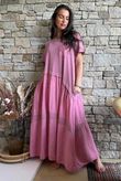 Tasha Damask T Shirt Maxi Dress Indian Pink